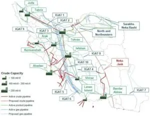 نقشه خط انتقال گاز ایران